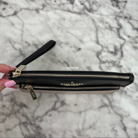 Kate Spade Staci Colorblock Leather Medium Wristlet Wallet In Warm Biege - Picture 3 of 8